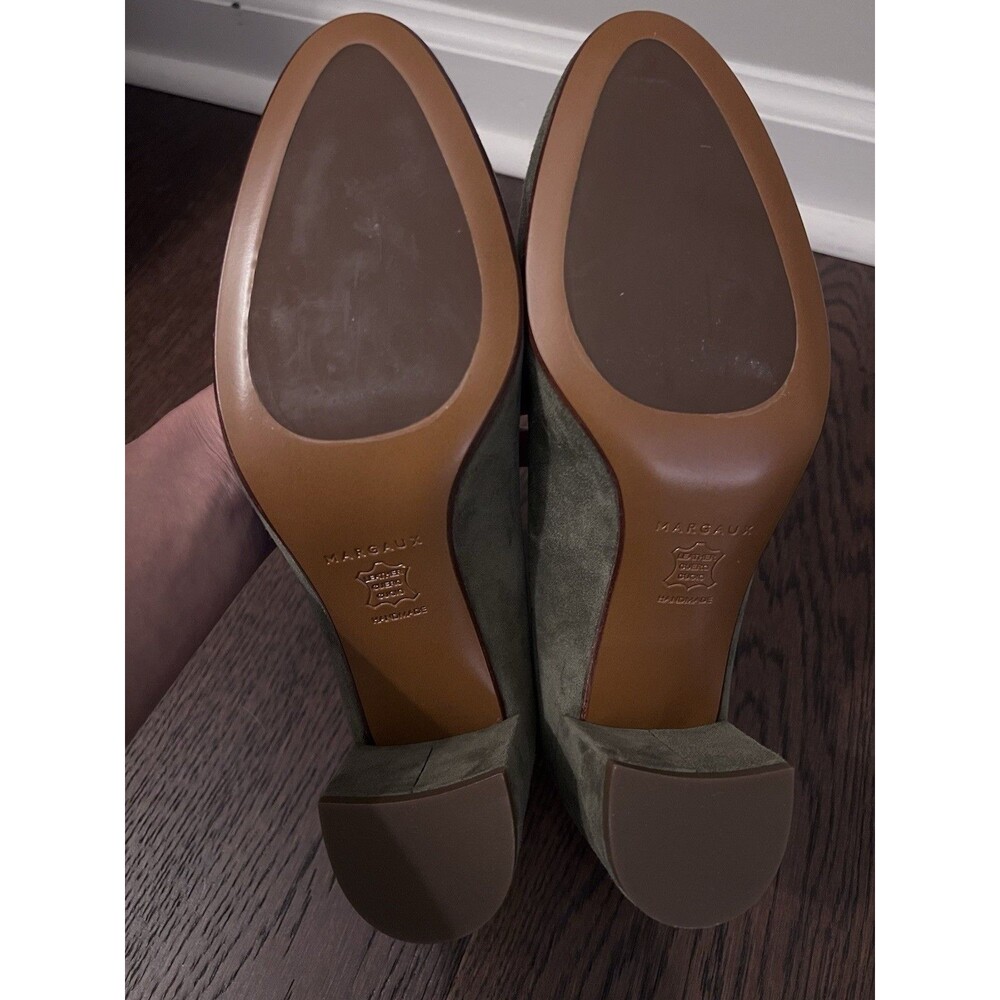 NWOT Margaux The Heel Olive Green Suede Low Pumps Size 37.5 Wide - Picture 7 of 11